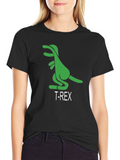 T-Rex Cartoon Graphic Print Black T-Shirt