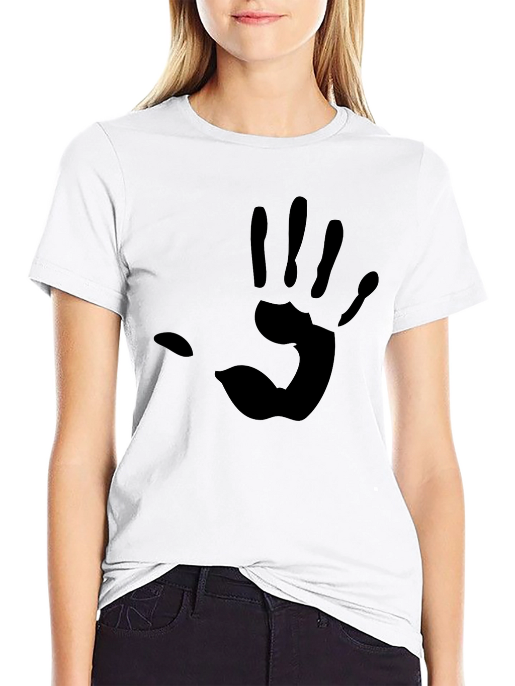 Mens Black T-Shirt with Handprint Design