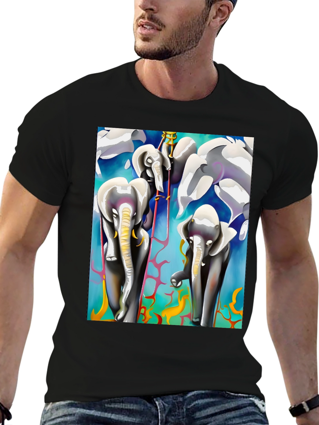 Elephant Art Black Tee