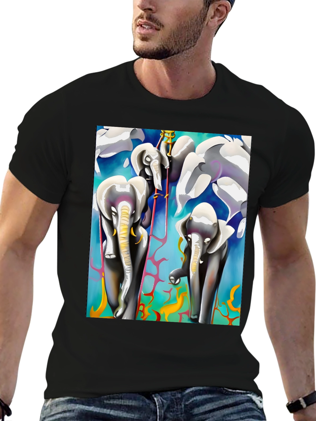 Elephant Art Black Tee