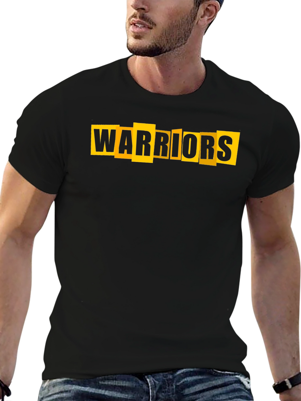 Warriors Graphic Tee - Black Cotton Blend