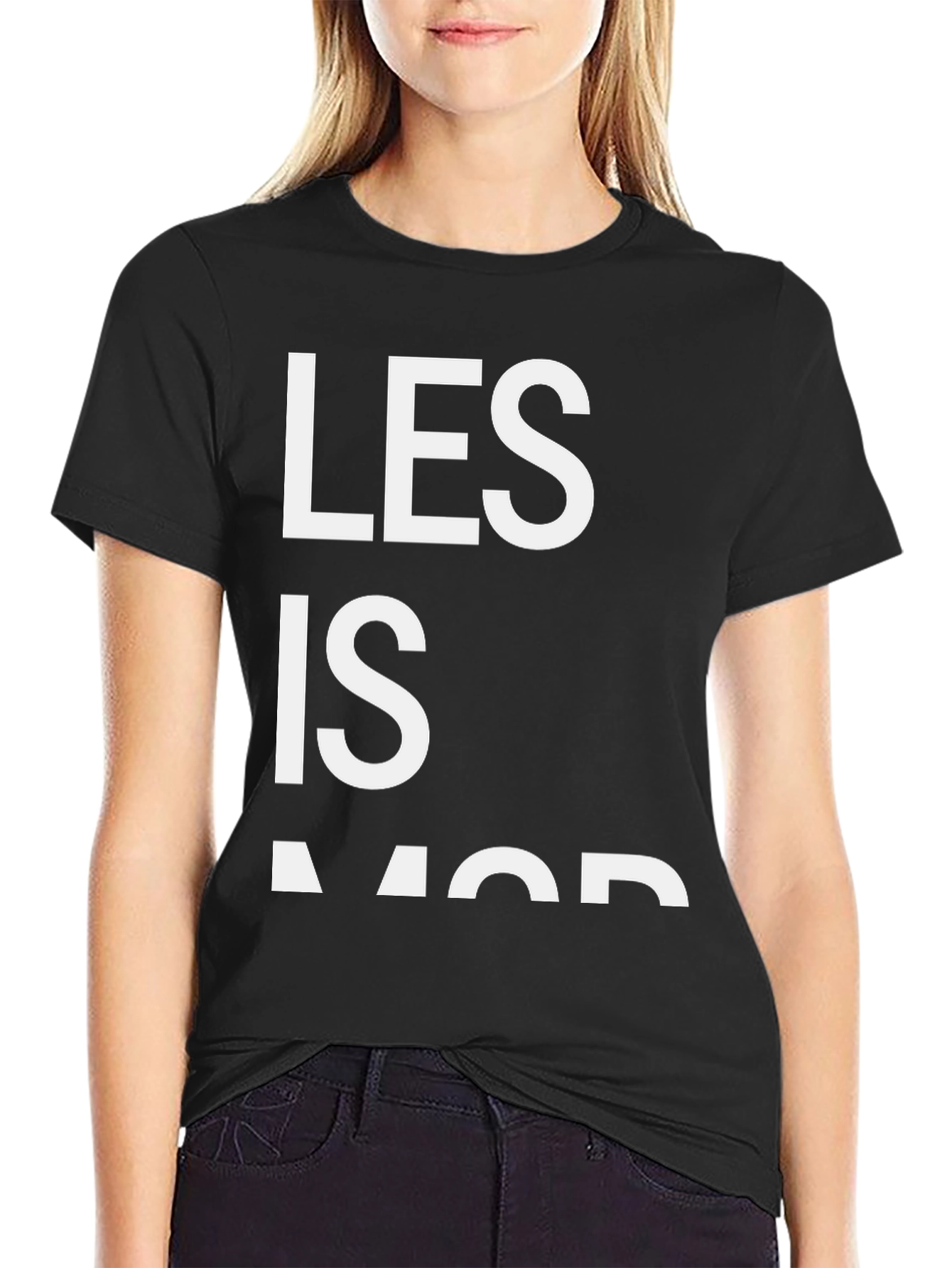 Les Is More Black Graphic T-Shirt