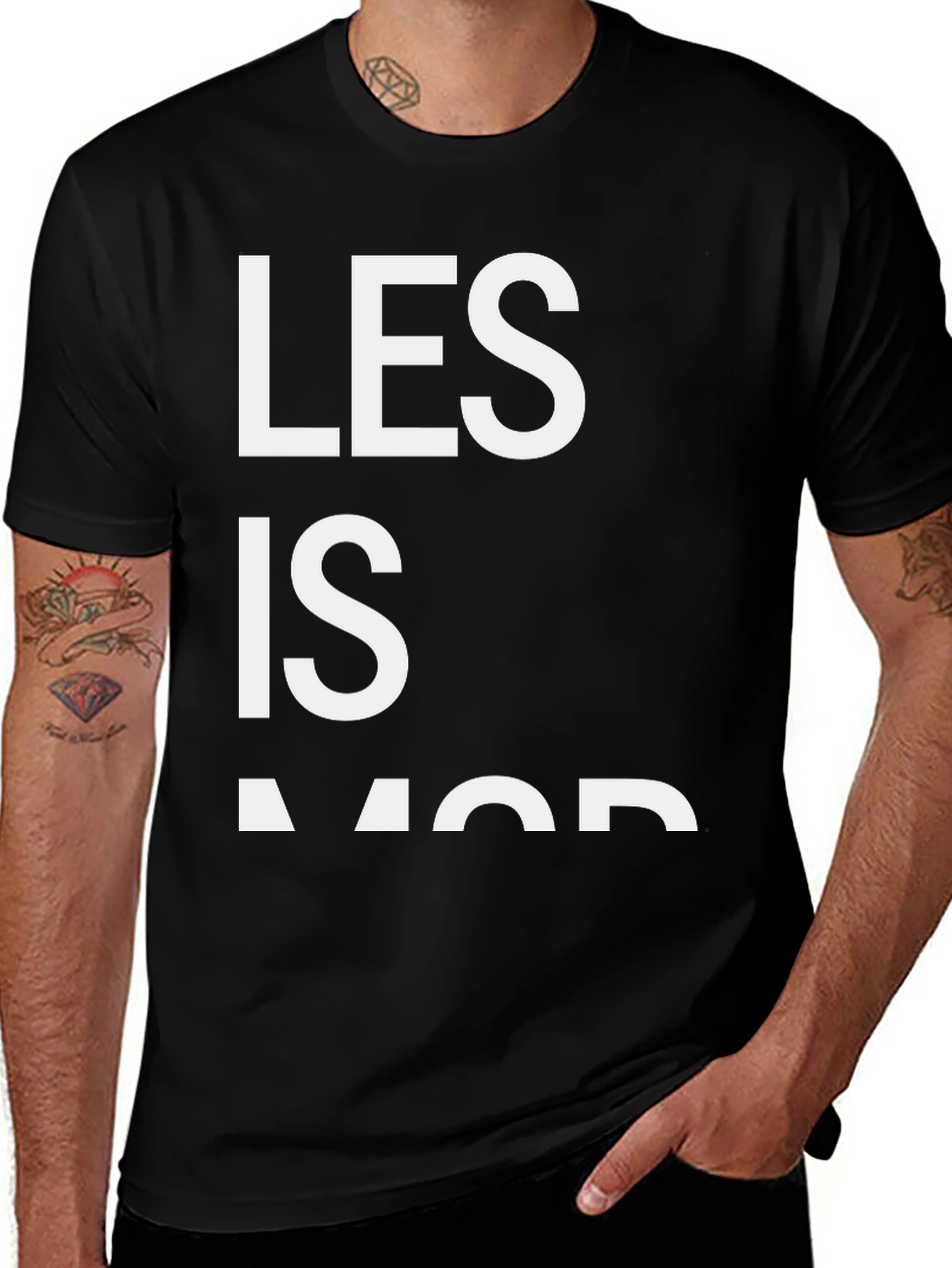 Les Is More Black Graphic T-Shirt