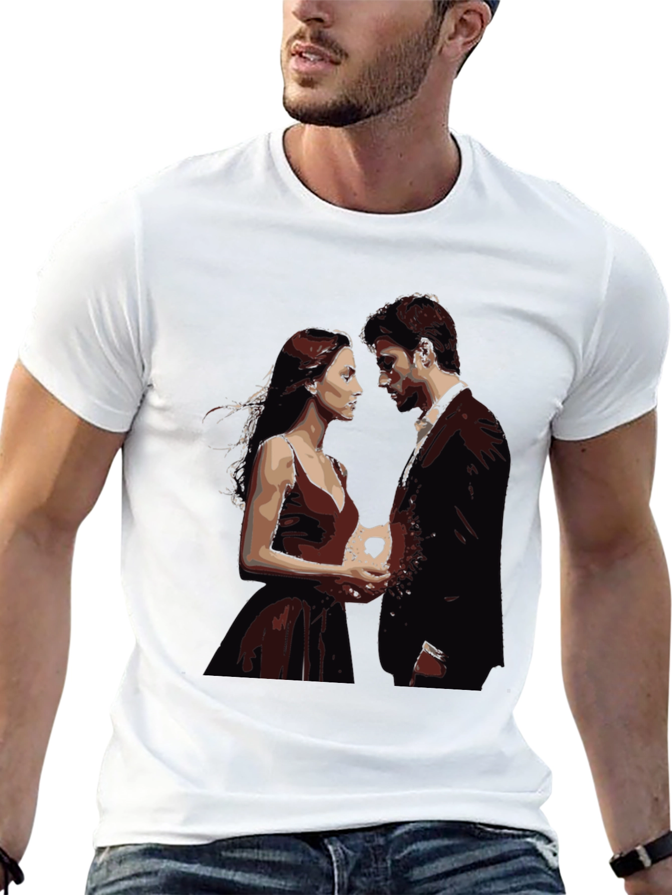 Romantic Couple Graphic Tee - Unique Design
