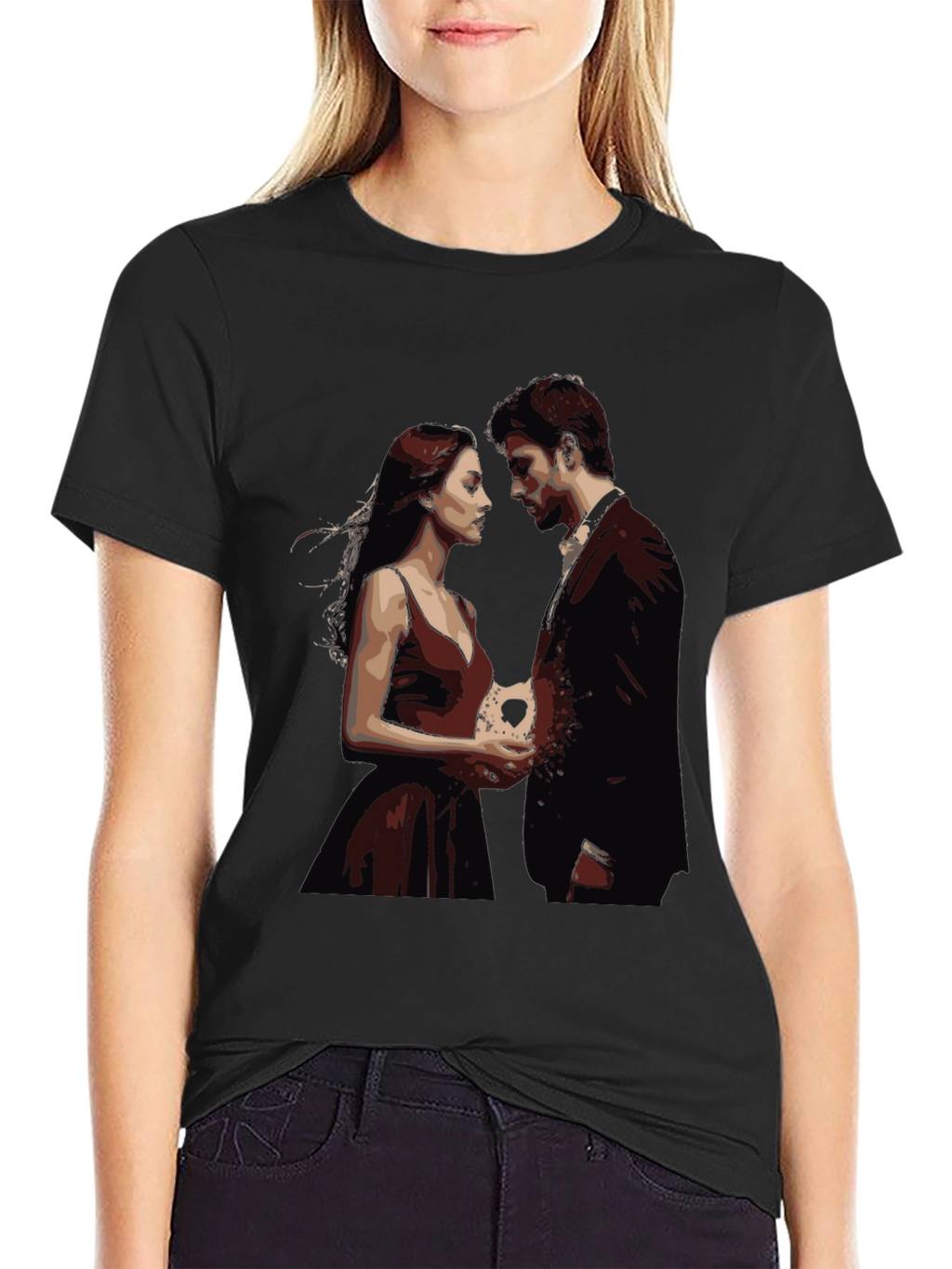 Romantic Couple Graphic Tee - Unique Design