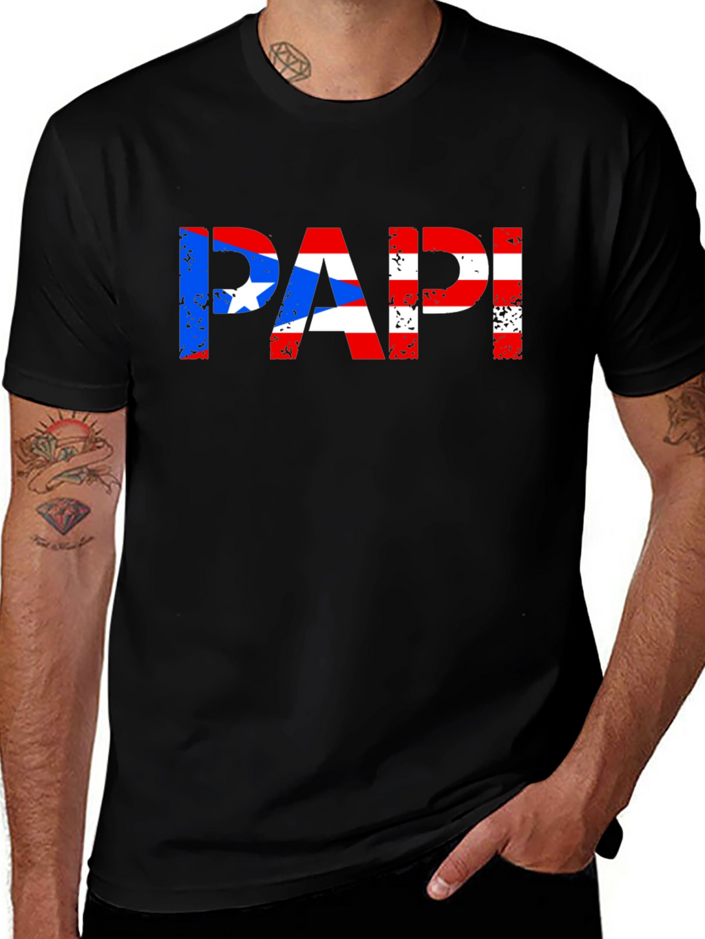 Puerto Rican Flag PAPI T-Shirt - Black