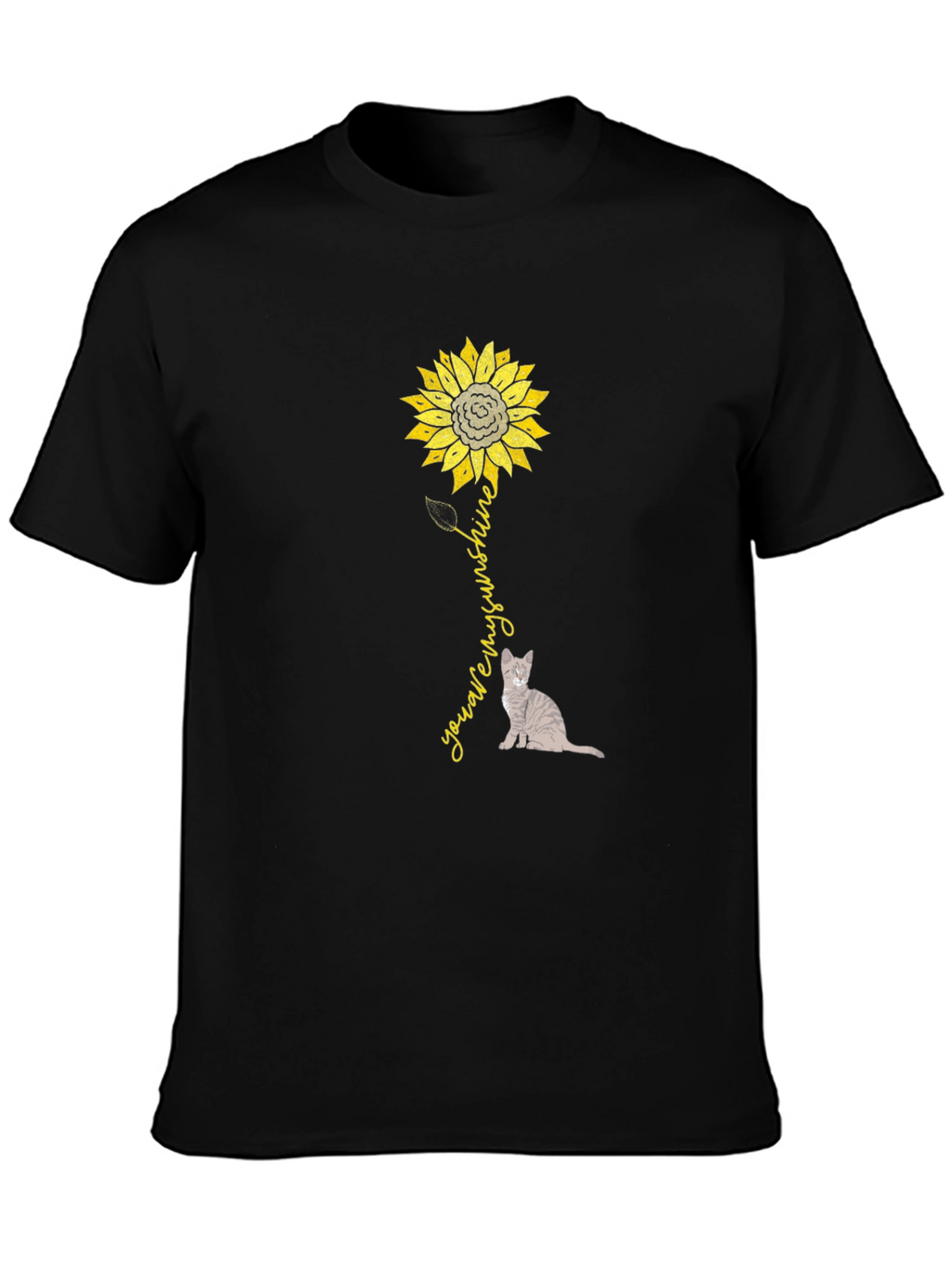 Sunflower Cat Graphic T-Shirt