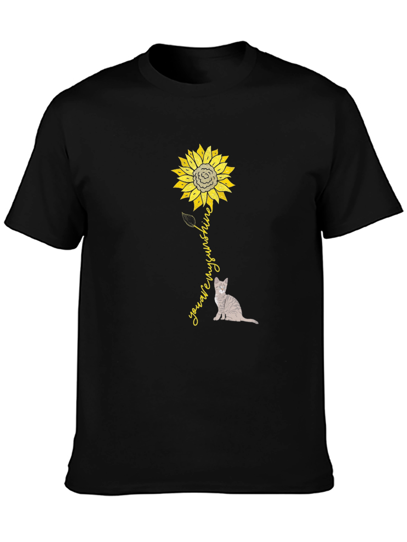 Sunflower Cat Graphic T-Shirt