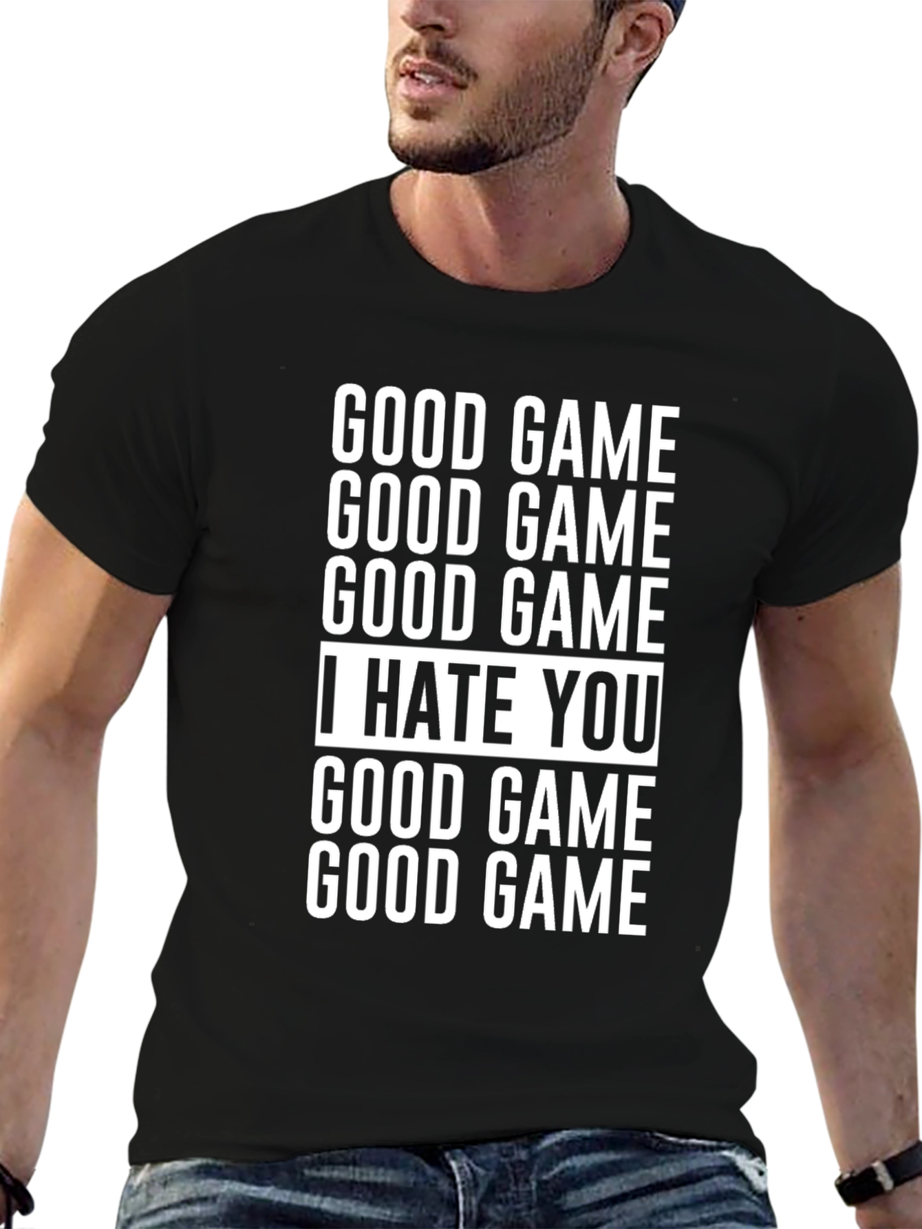 Good Game I Hate You Black Graphic Tee