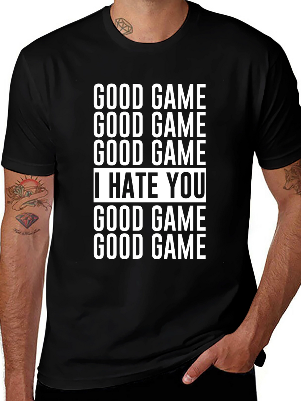 Good Game I Hate You Black Graphic Tee