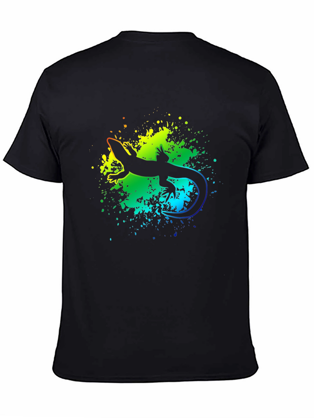 Vibrant Lizard Graphic Tee - Black Cotton