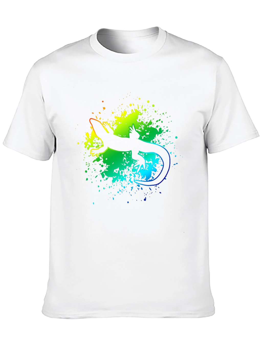 Vibrant Lizard Graphic Tee - Black Cotton