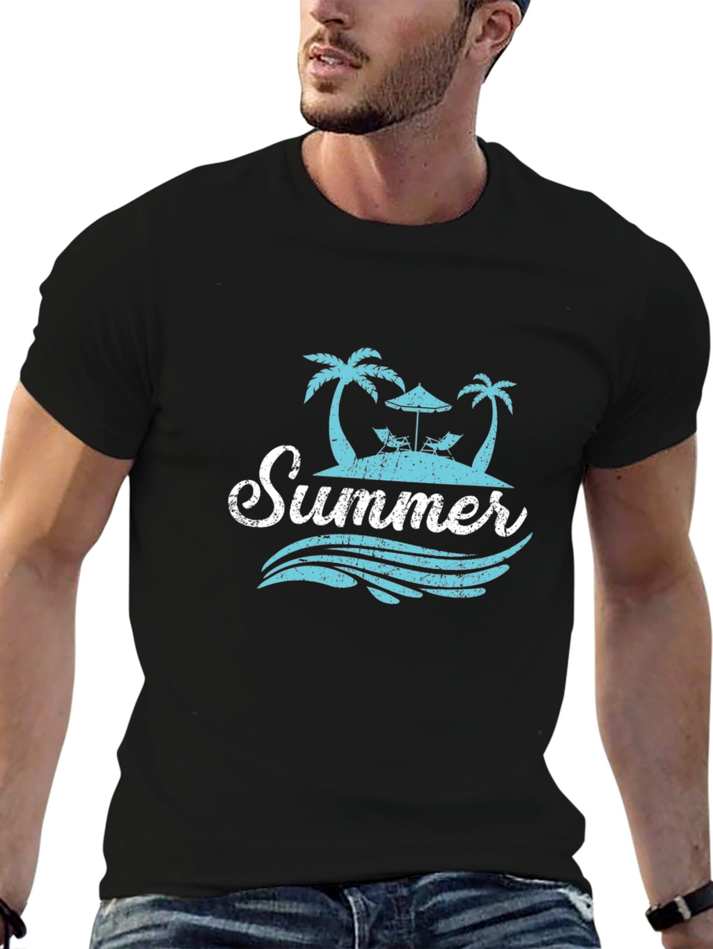 Summer Beach T-Shirt - Palm Tree Island Graphic Tee