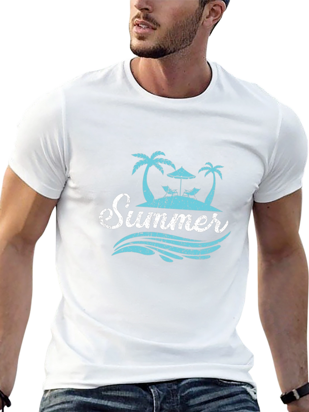 Summer Beach T-Shirt - Palm Tree Island Graphic Tee