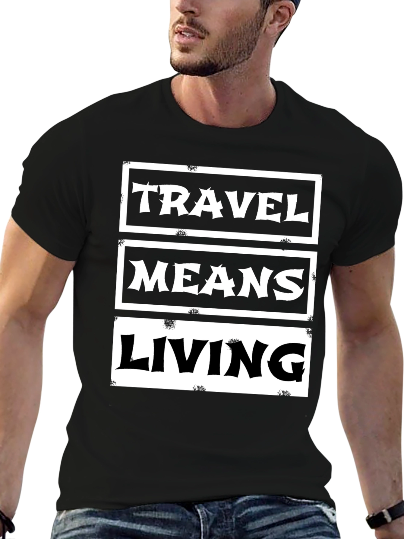 Travel Means Living Black Graphic Tee
