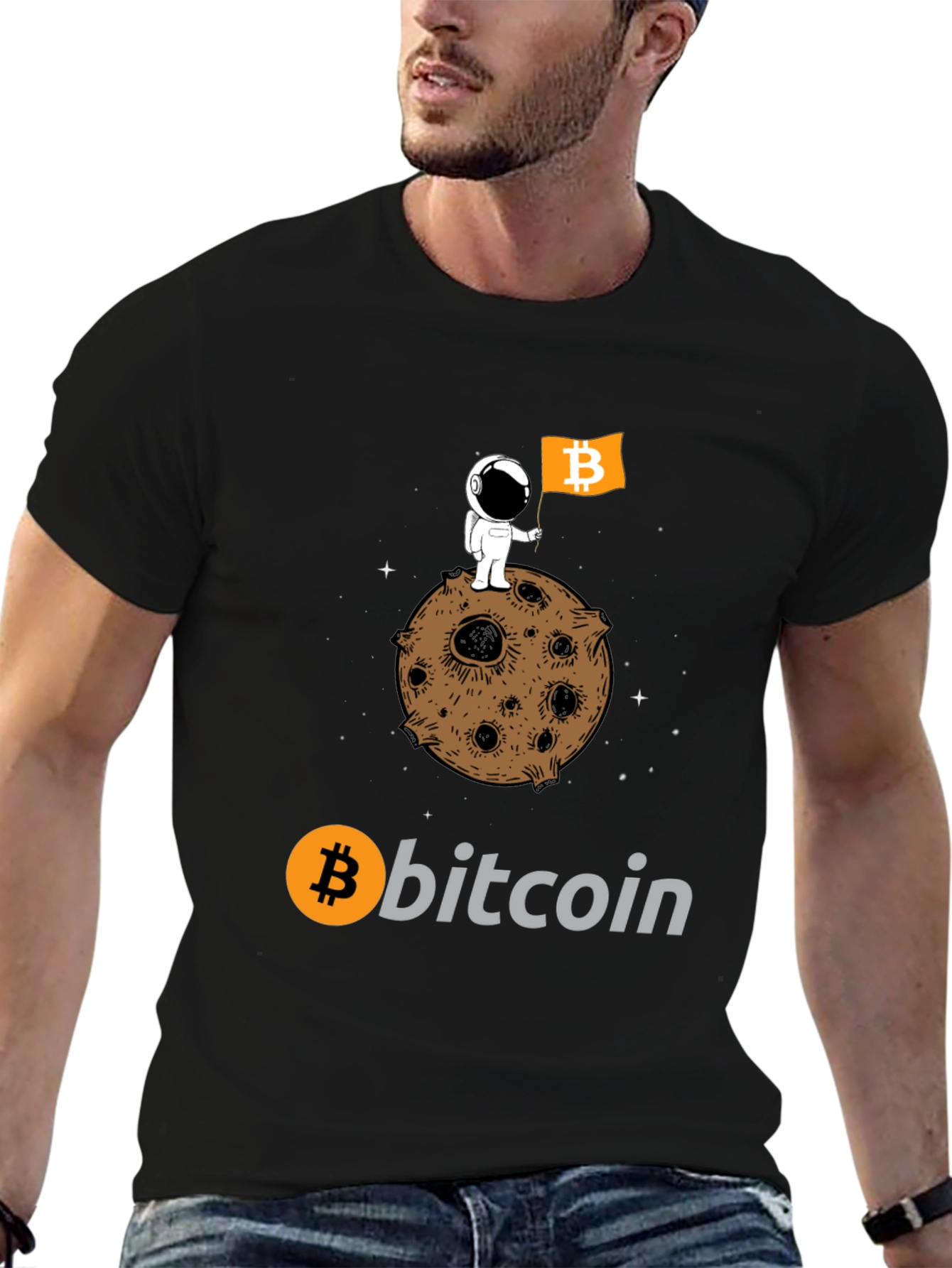 Bitcoin Astronaut Graphic Tee - Crypto Moon Landing!