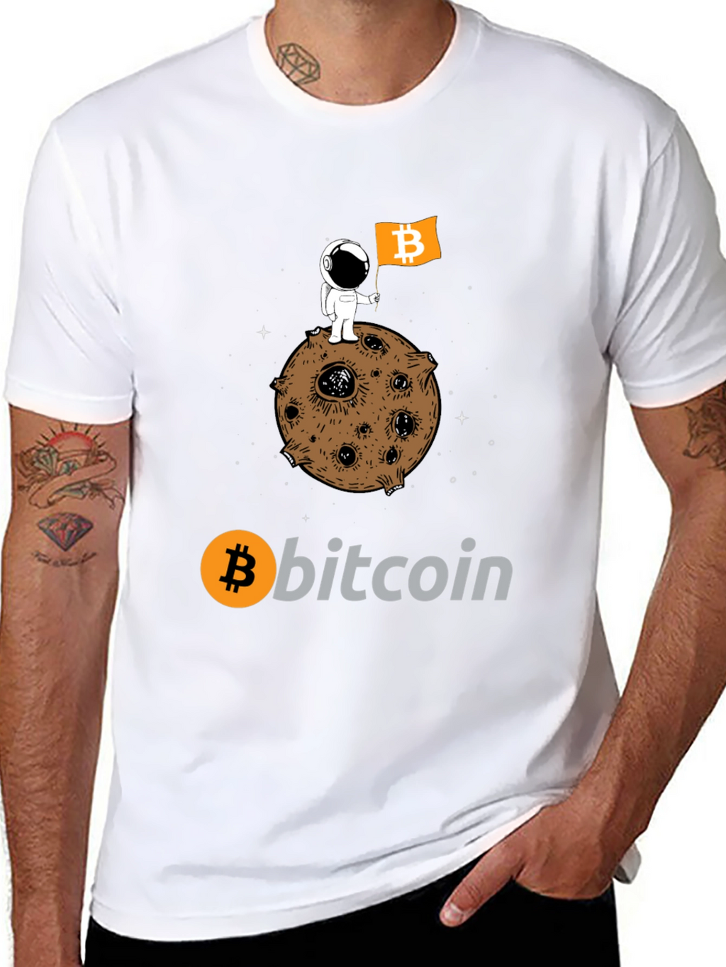 Bitcoin Astronaut Graphic Tee - Crypto Moon Landing!