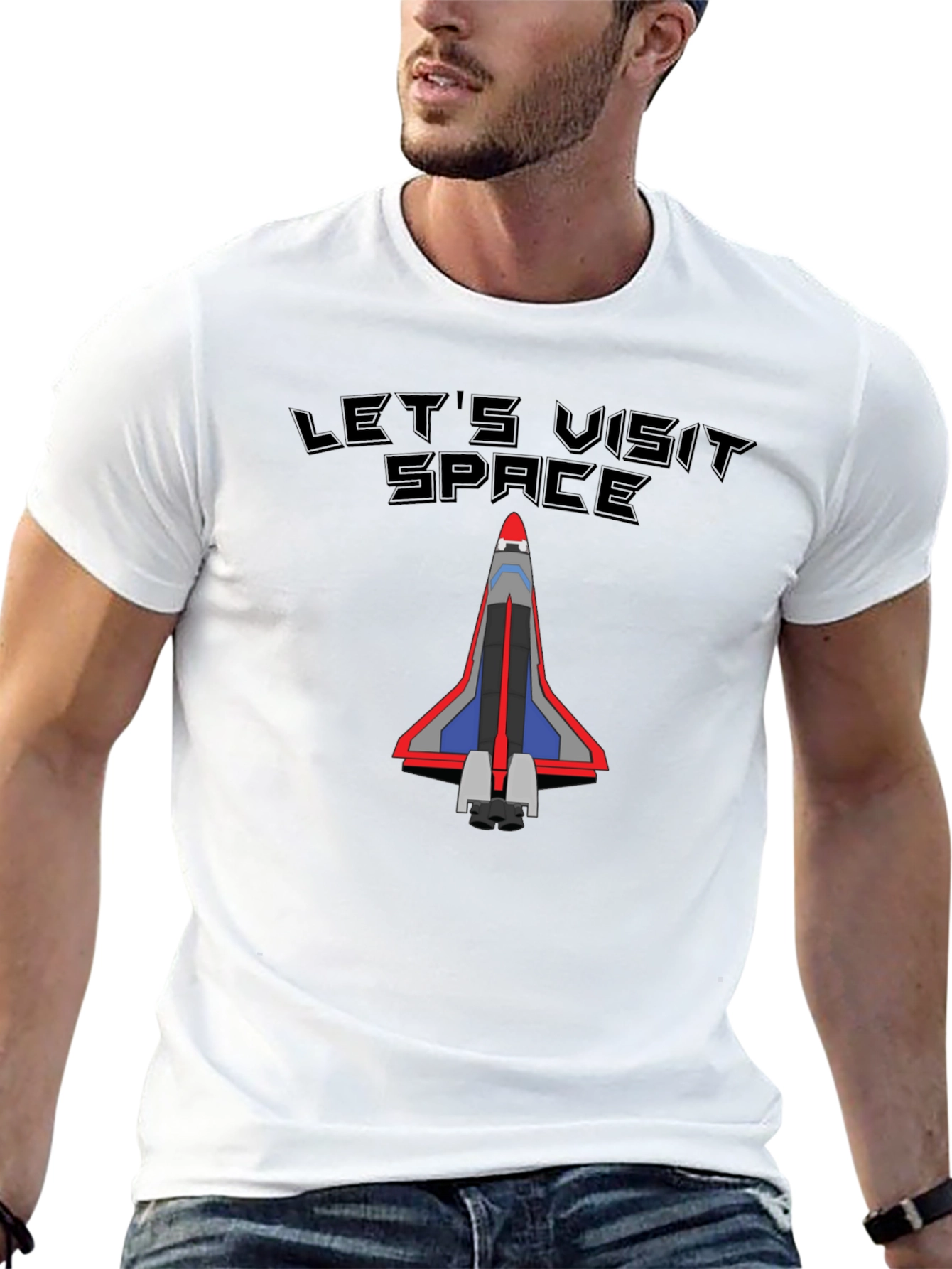 Lets Visit Space T-Shirt - Black Cotton Tee