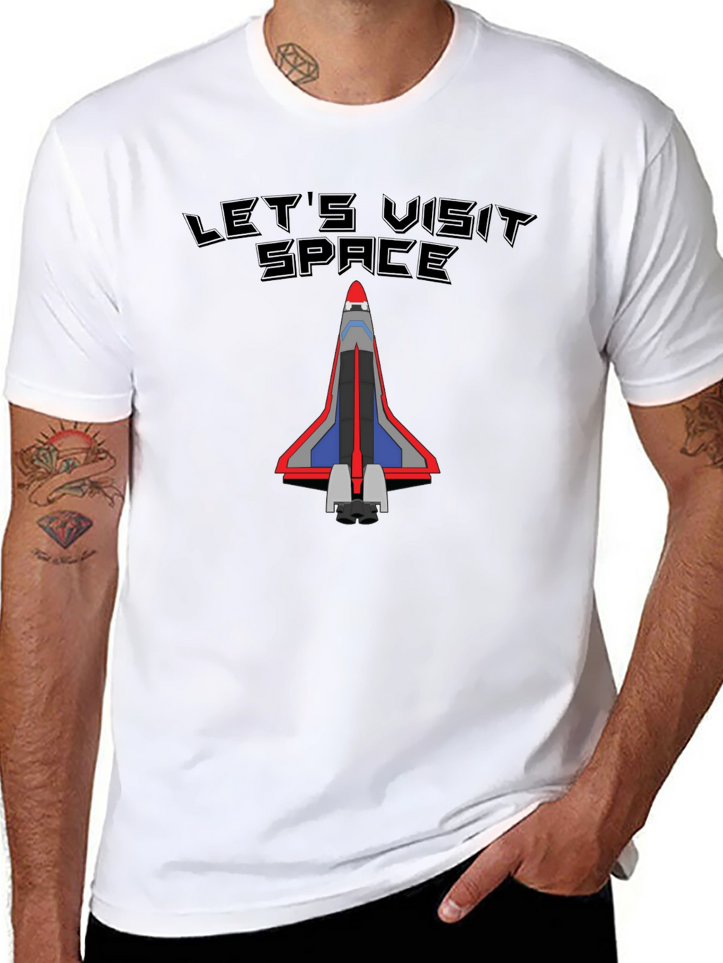 Lets Visit Space T-Shirt - Black Cotton Tee