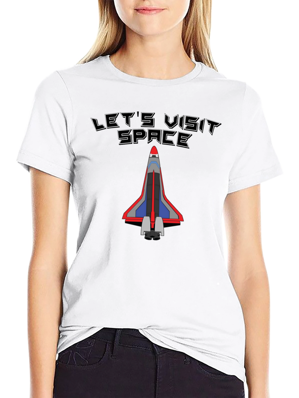 Lets Visit Space T-Shirt - Black Cotton Tee