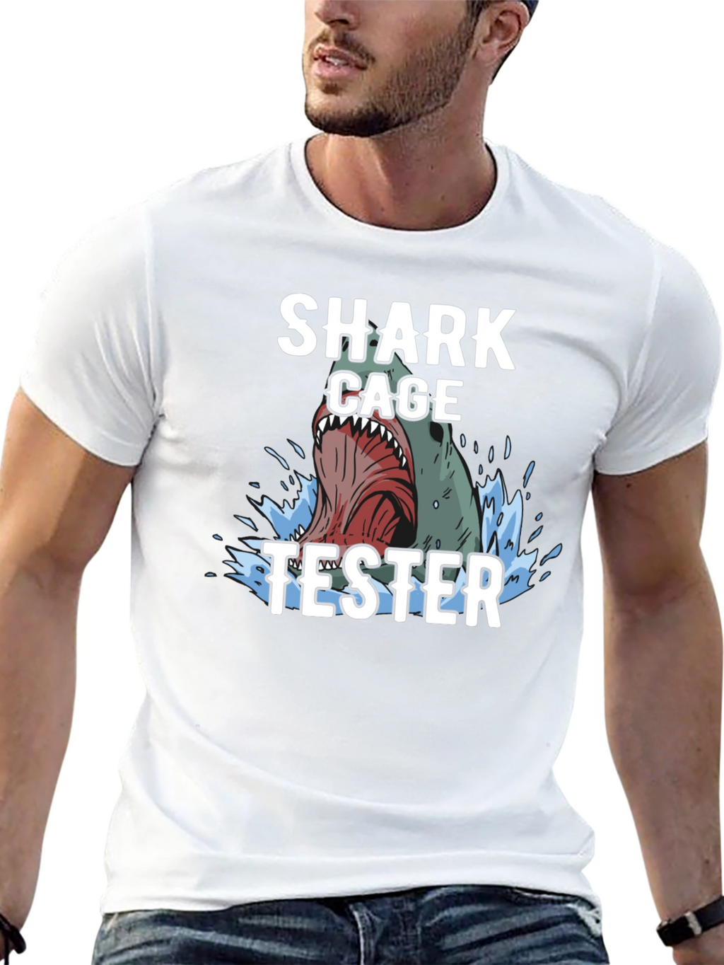 Shark Cage Tester Graphic Tee - Black T-Shirt