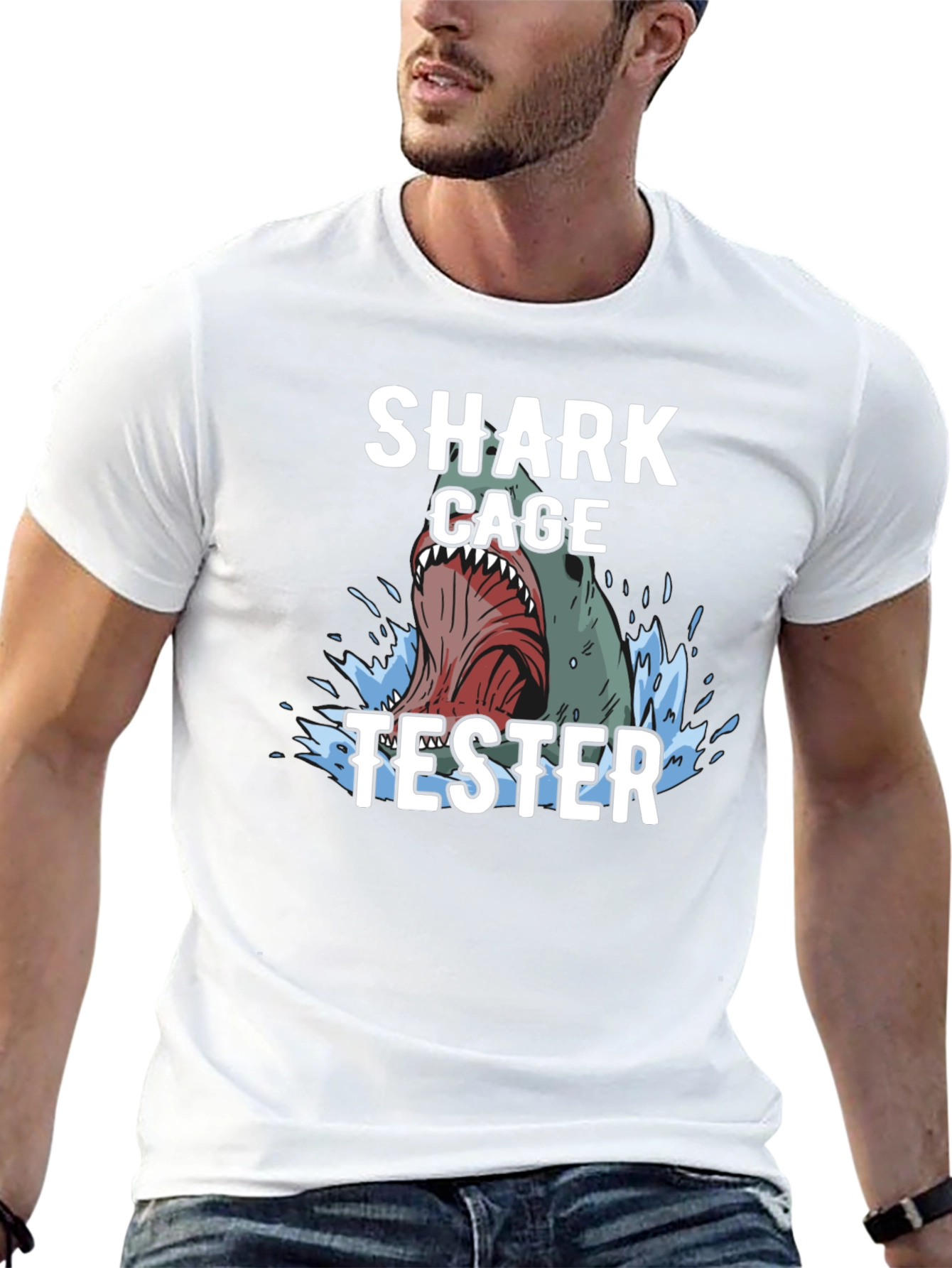 Shark Cage Tester Graphic Tee - Black T-Shirt