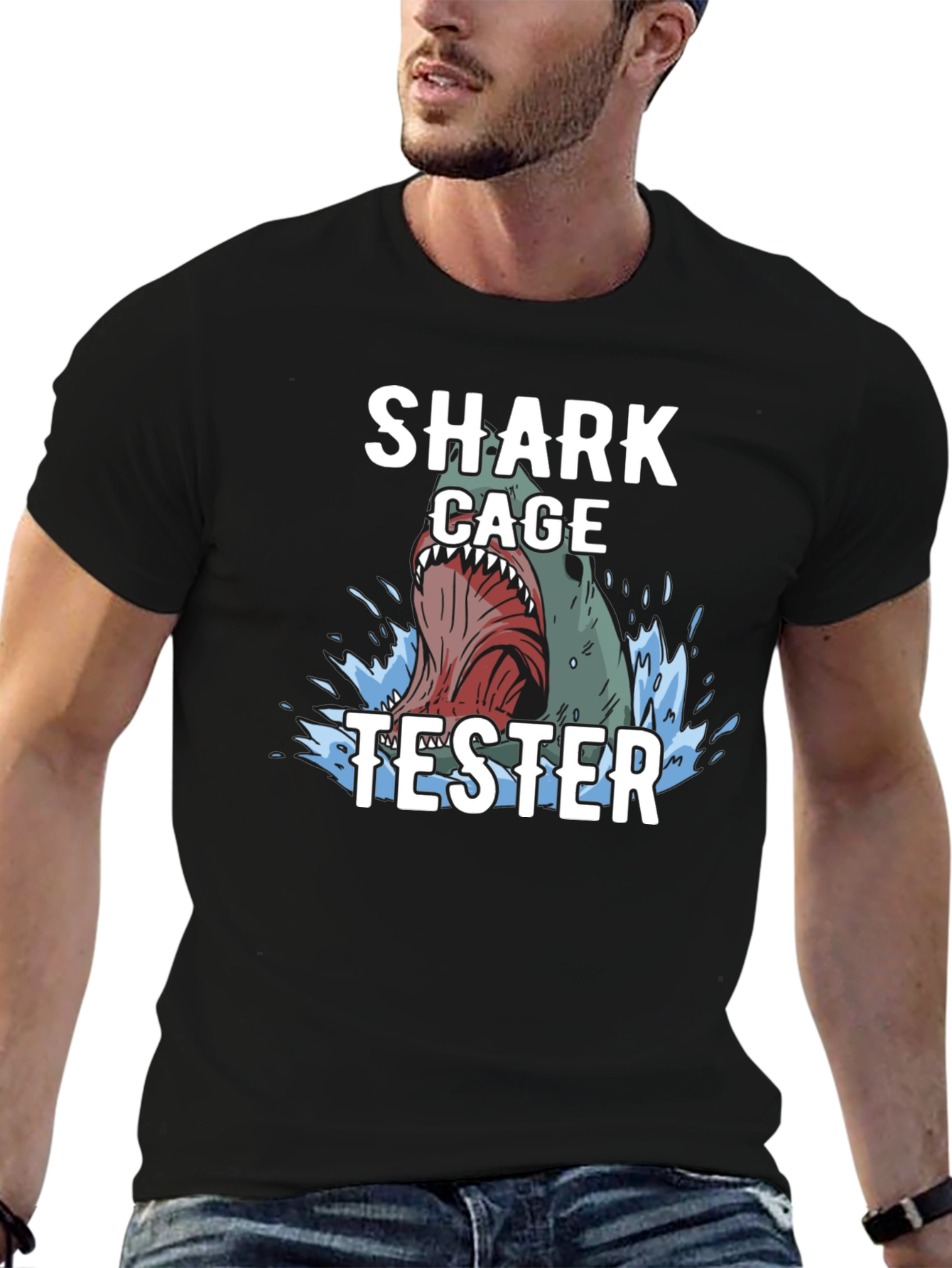 Shark Cage Tester Graphic Tee - Black T-Shirt