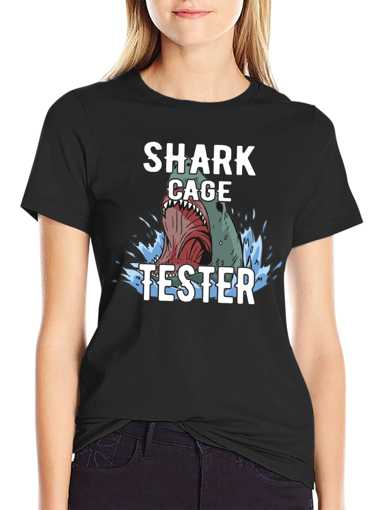 Shark Cage Tester Graphic Tee - Black T-Shirt