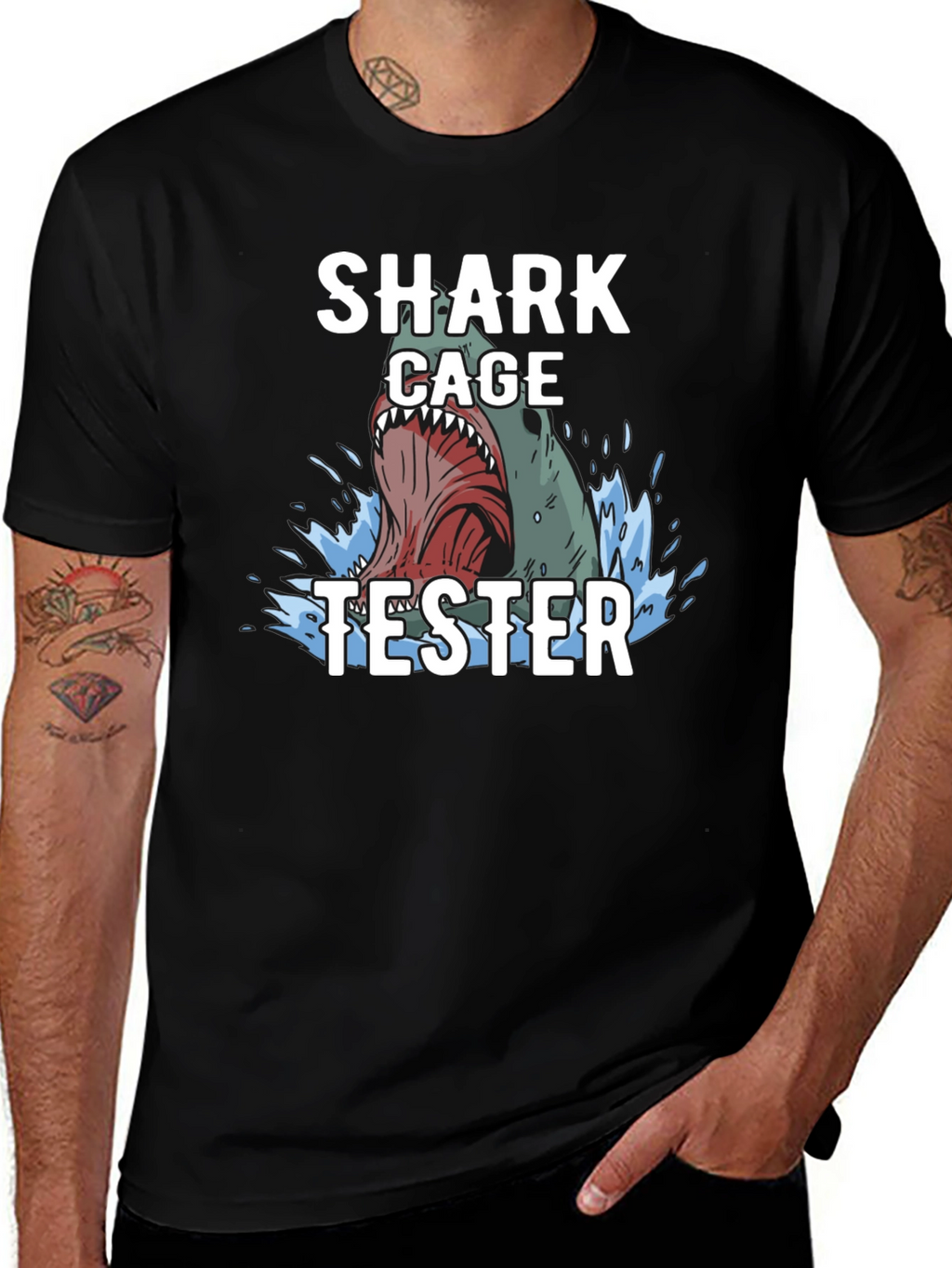 Shark Cage Tester Graphic Tee - Black T-Shirt