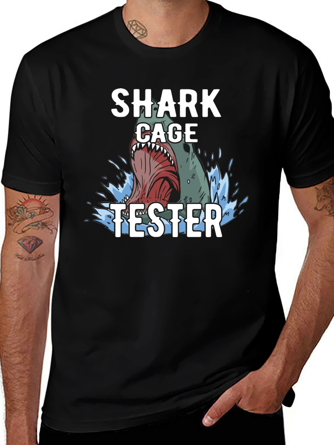 Shark Cage Tester Graphic Tee - Black T-Shirt