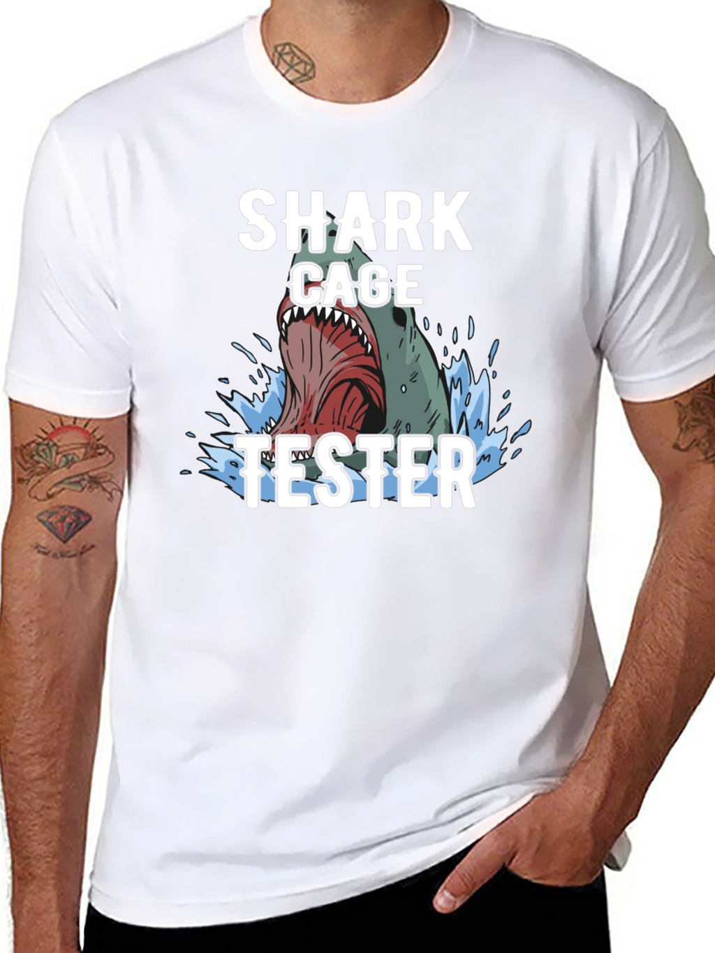 Shark Cage Tester Graphic Tee - Black T-Shirt
