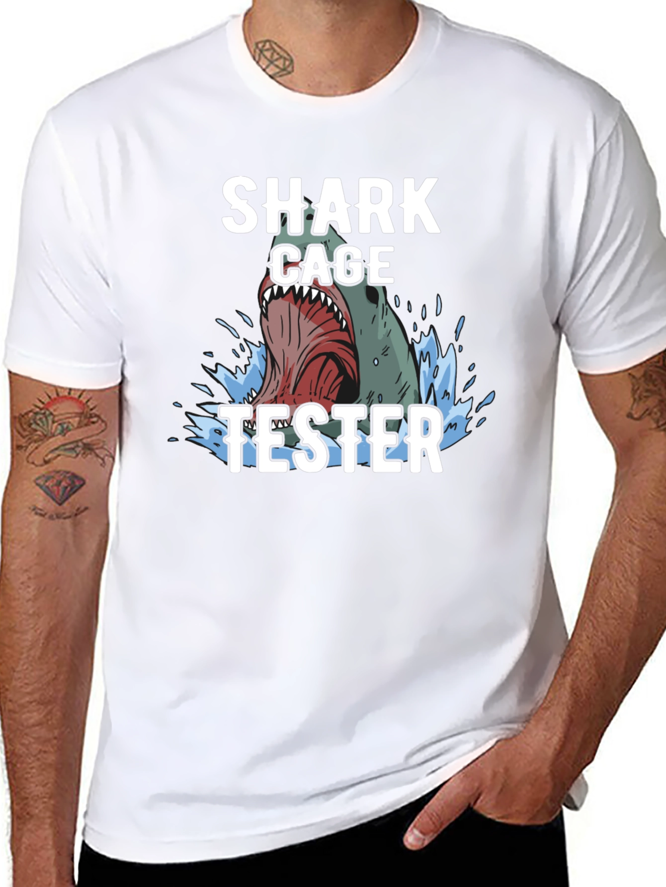 Shark Cage Tester Graphic Tee - Black T-Shirt