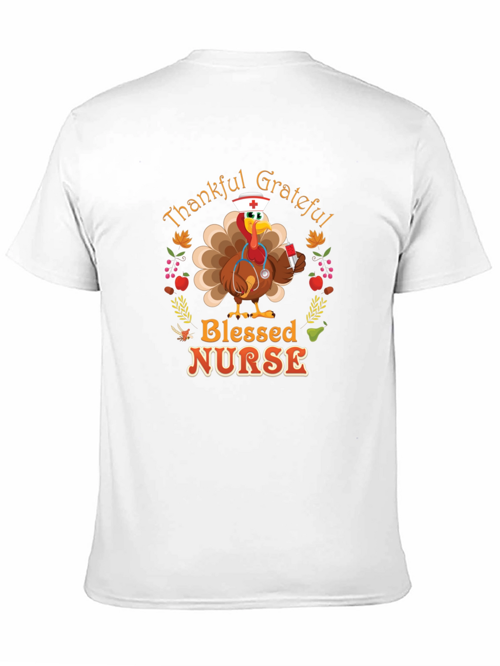 Thankful Grateful Blessed Nurse Turkey Thanksgiving T-Shirt