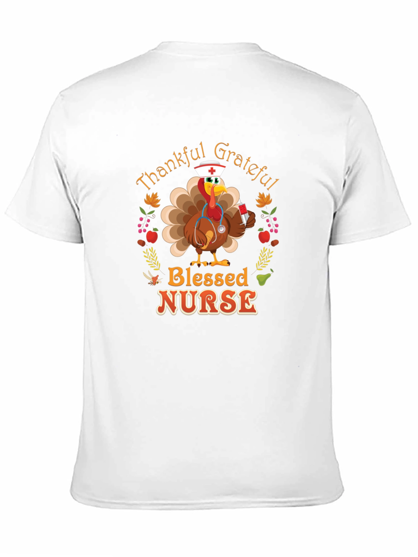 Thankful Grateful Blessed Nurse Turkey Thanksgiving T-Shirt