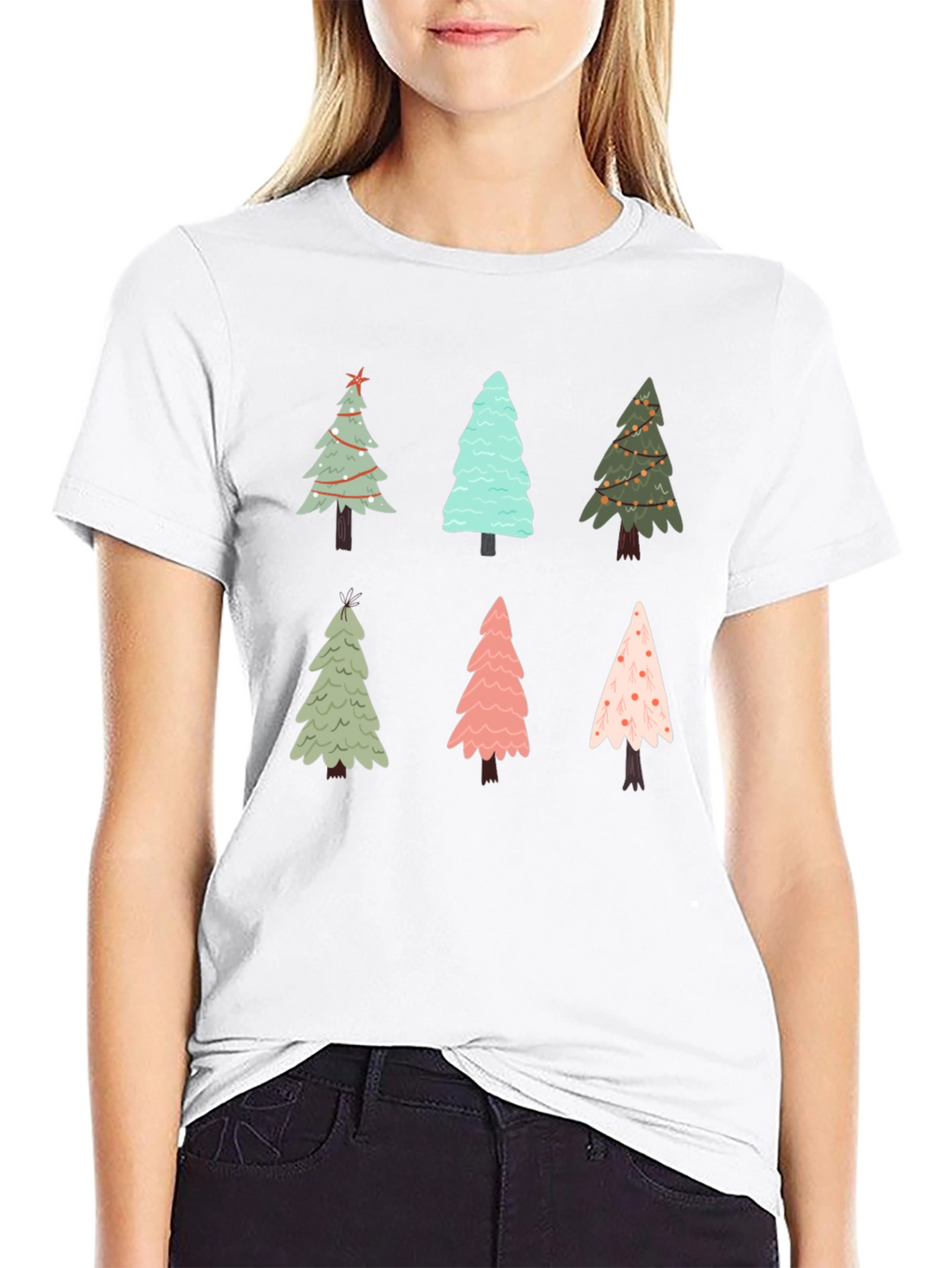 Christmas Tree Pattern Crew Neck T-Shirt