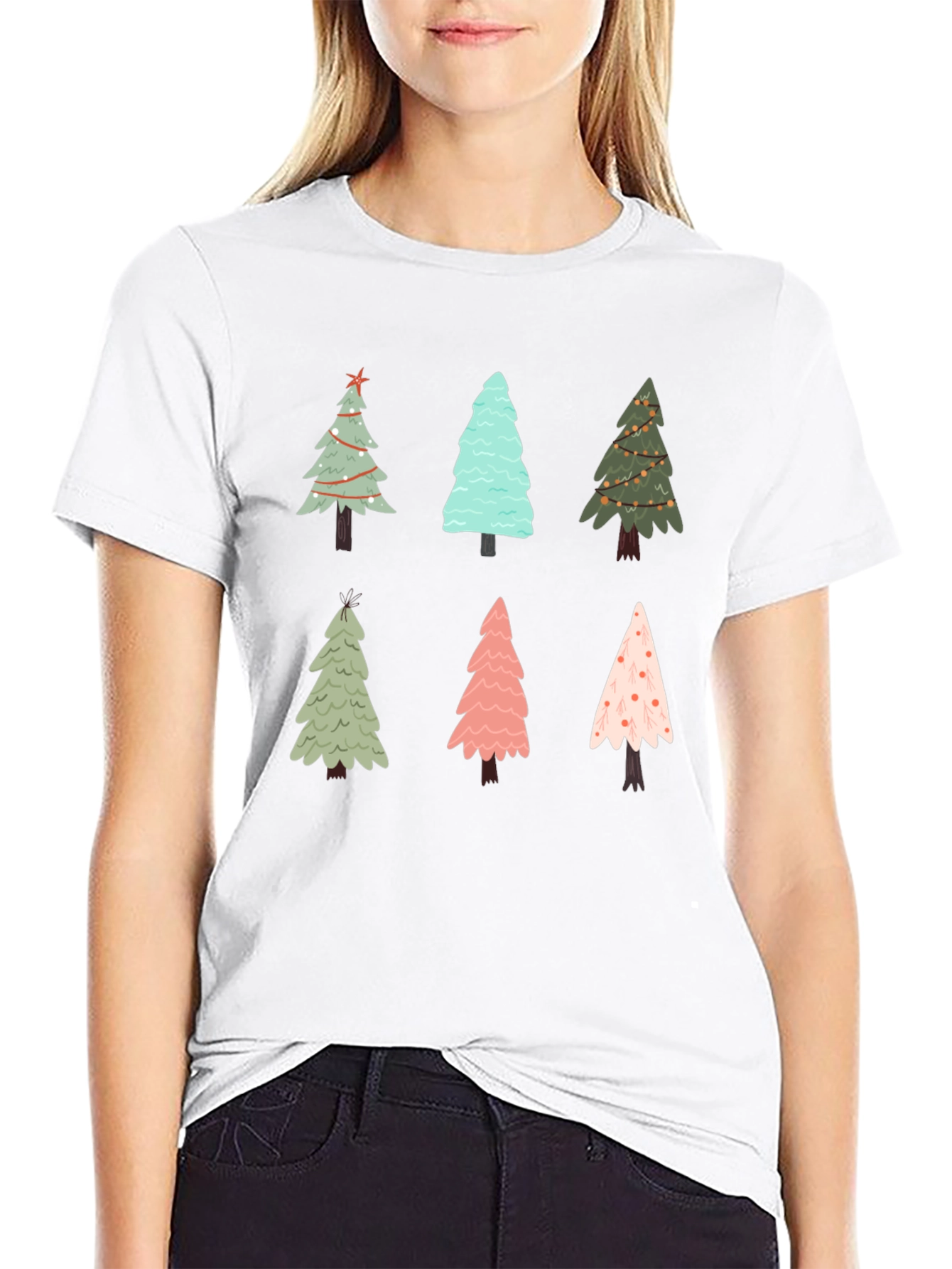 Christmas Tree Pattern Crew Neck T-Shirt