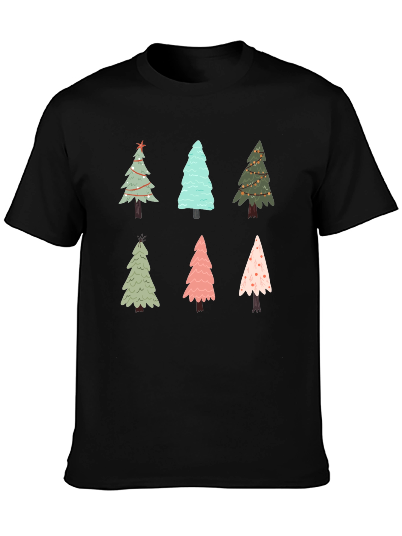 Christmas Tree Pattern Crew Neck T-Shirt