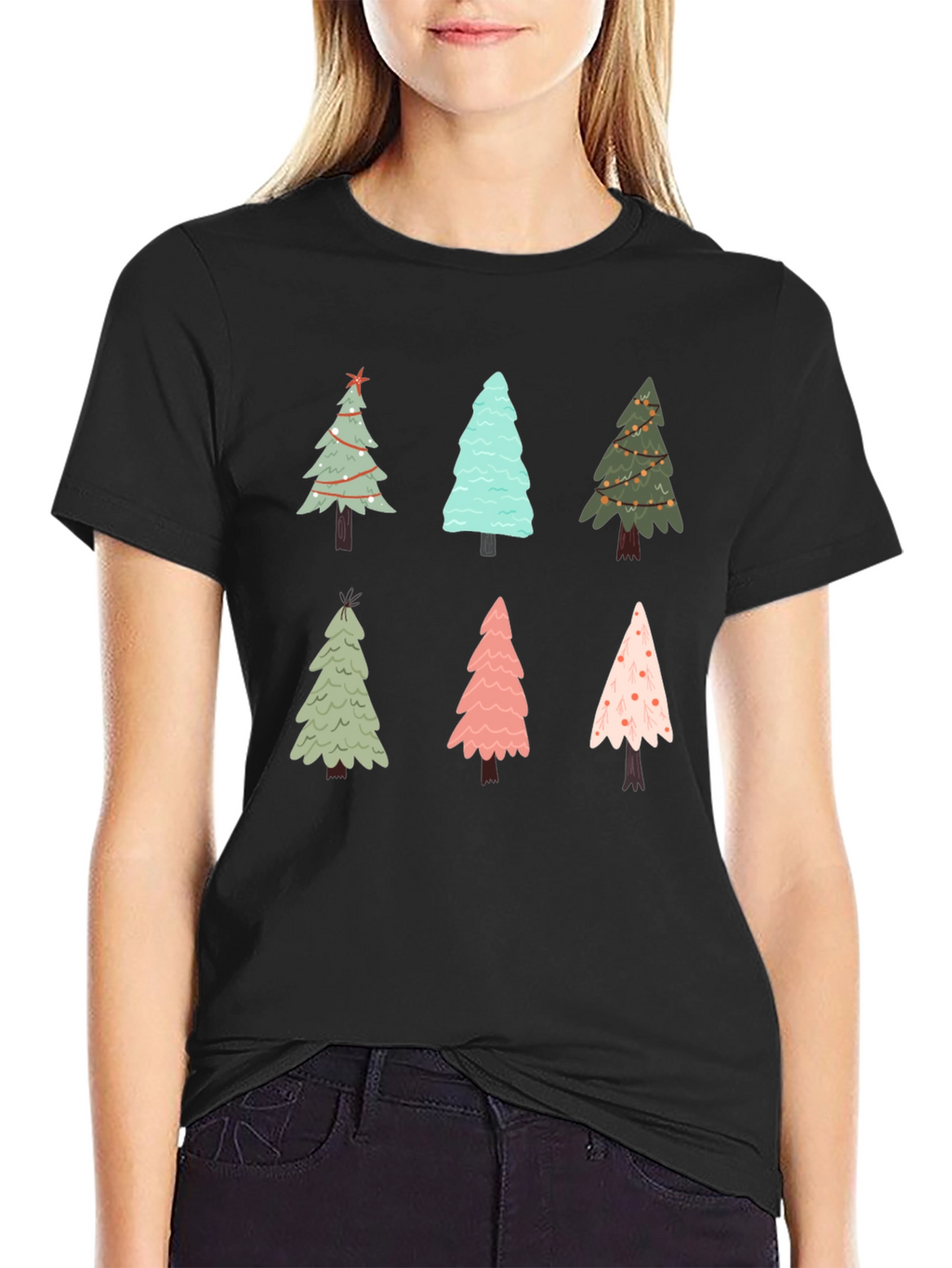 Christmas Tree Pattern Crew Neck T-Shirt