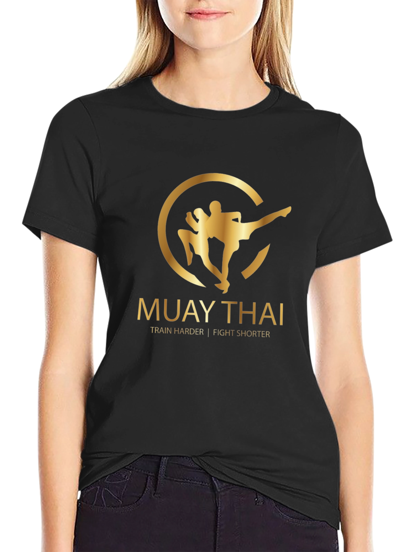 Muay Thai Graphic Tee - Train Hard Fight Shorter