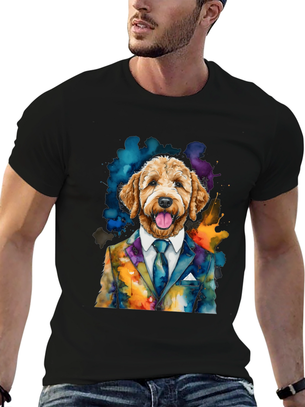 Dog in Suit Graphic T-Shirt