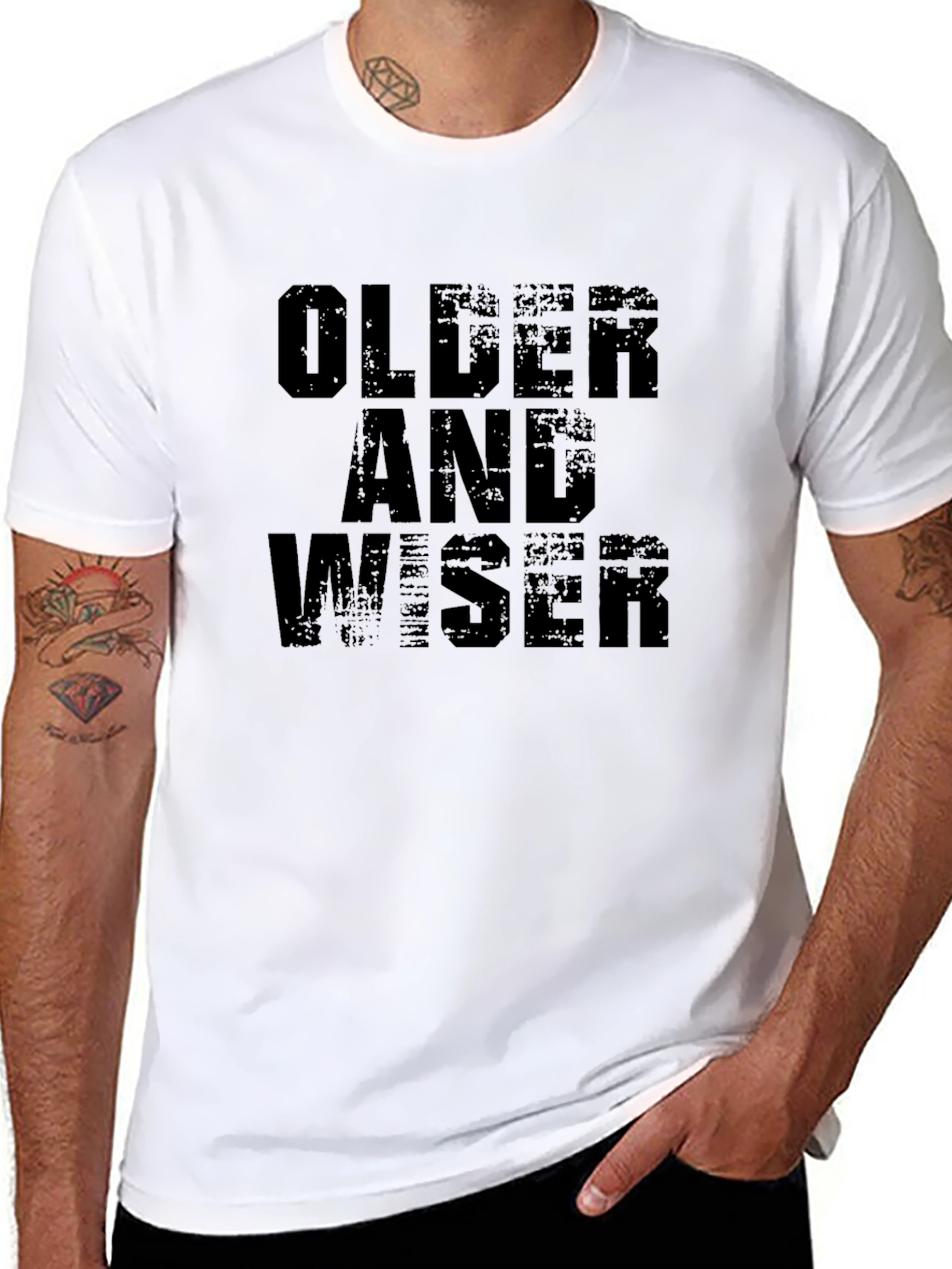 Older and Wiser Black Graphic Tee