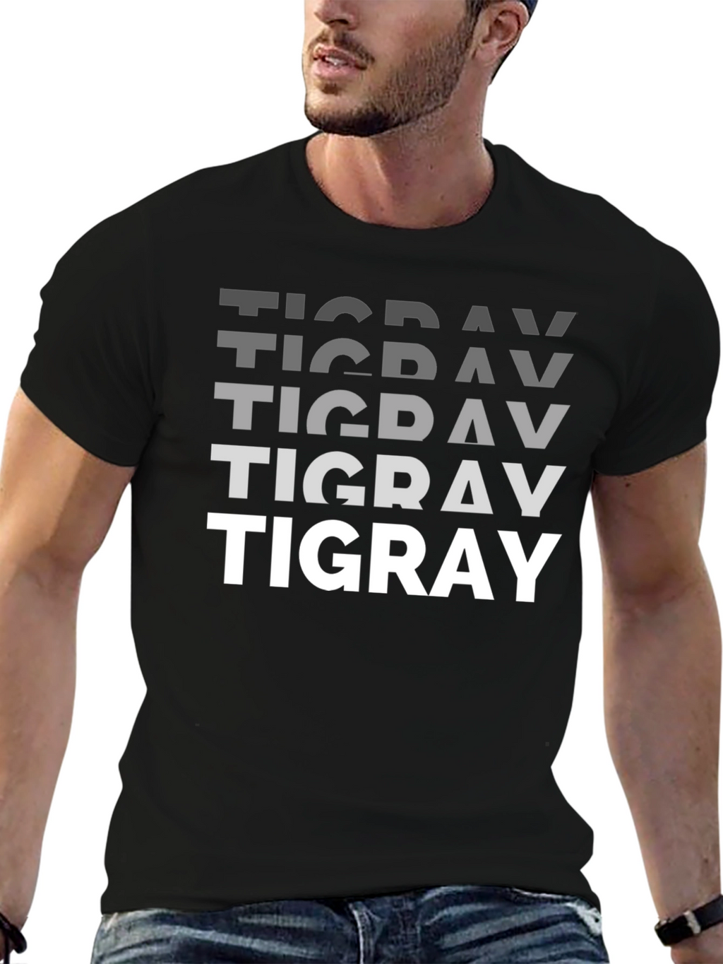 Tigray Text Graphic Tee - Black Unisex T-Shirt