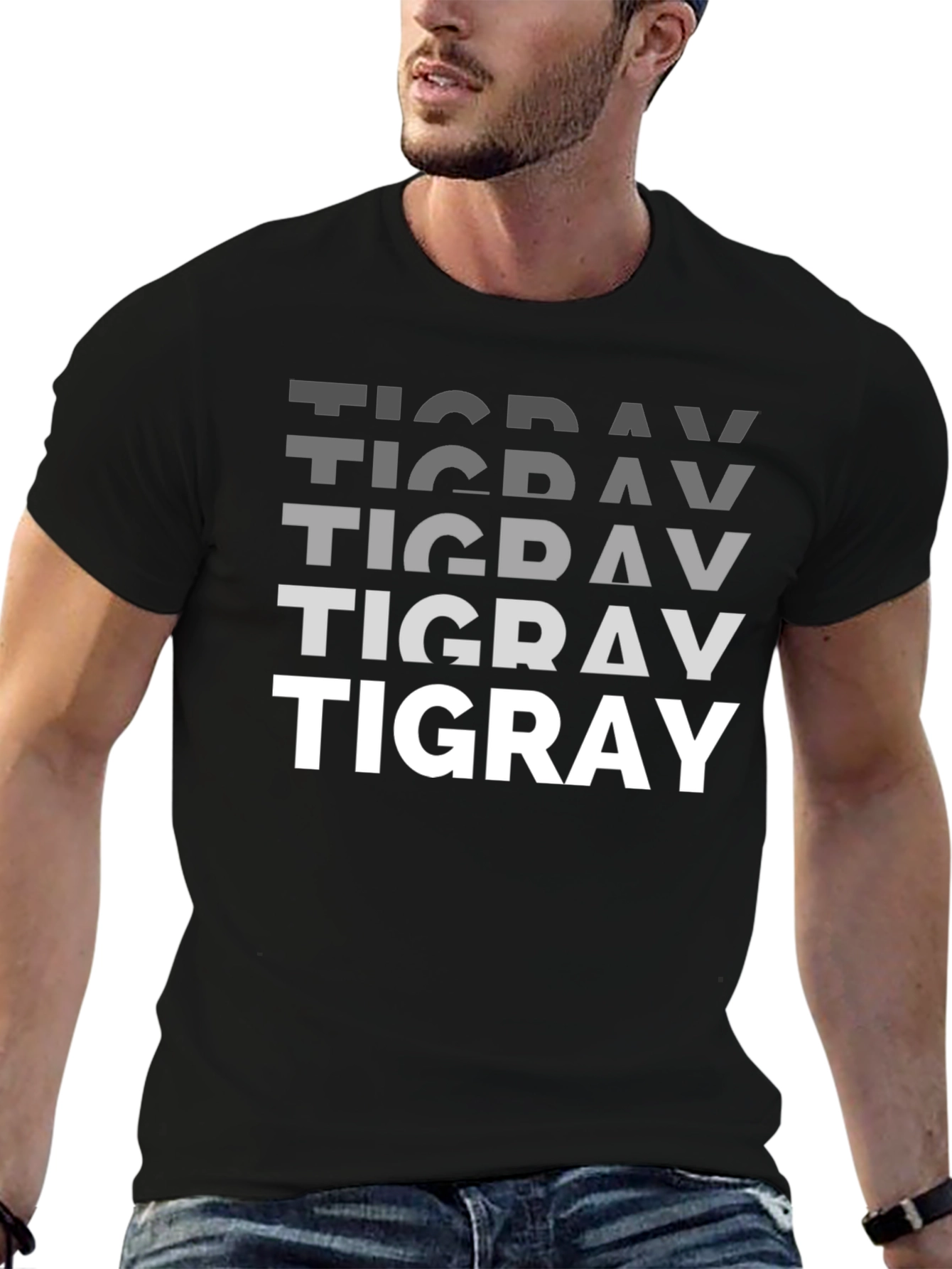 Tigray Text Graphic Tee - Black Unisex T-Shirt