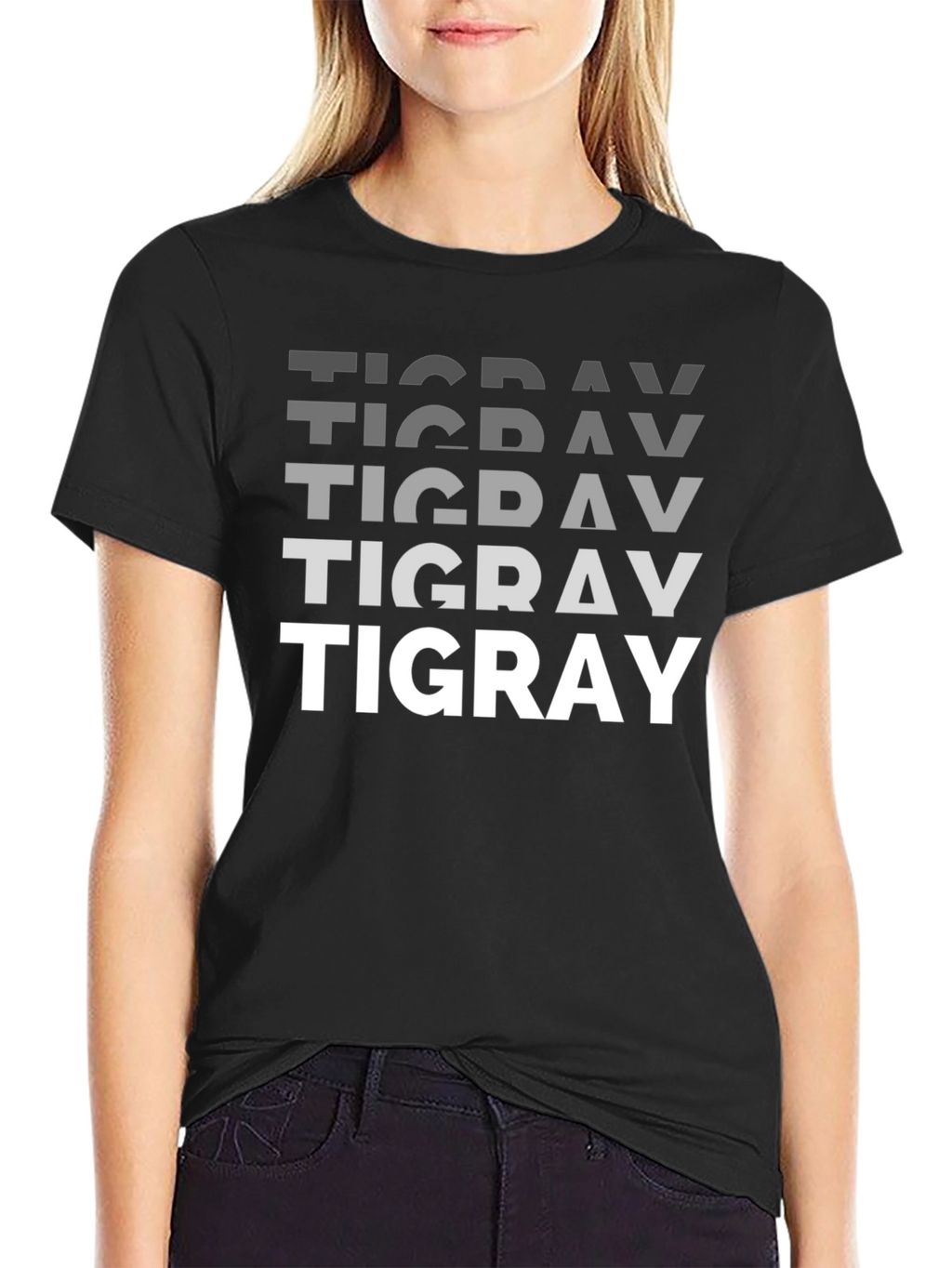 Tigray Text Graphic Tee - Black Unisex T-Shirt
