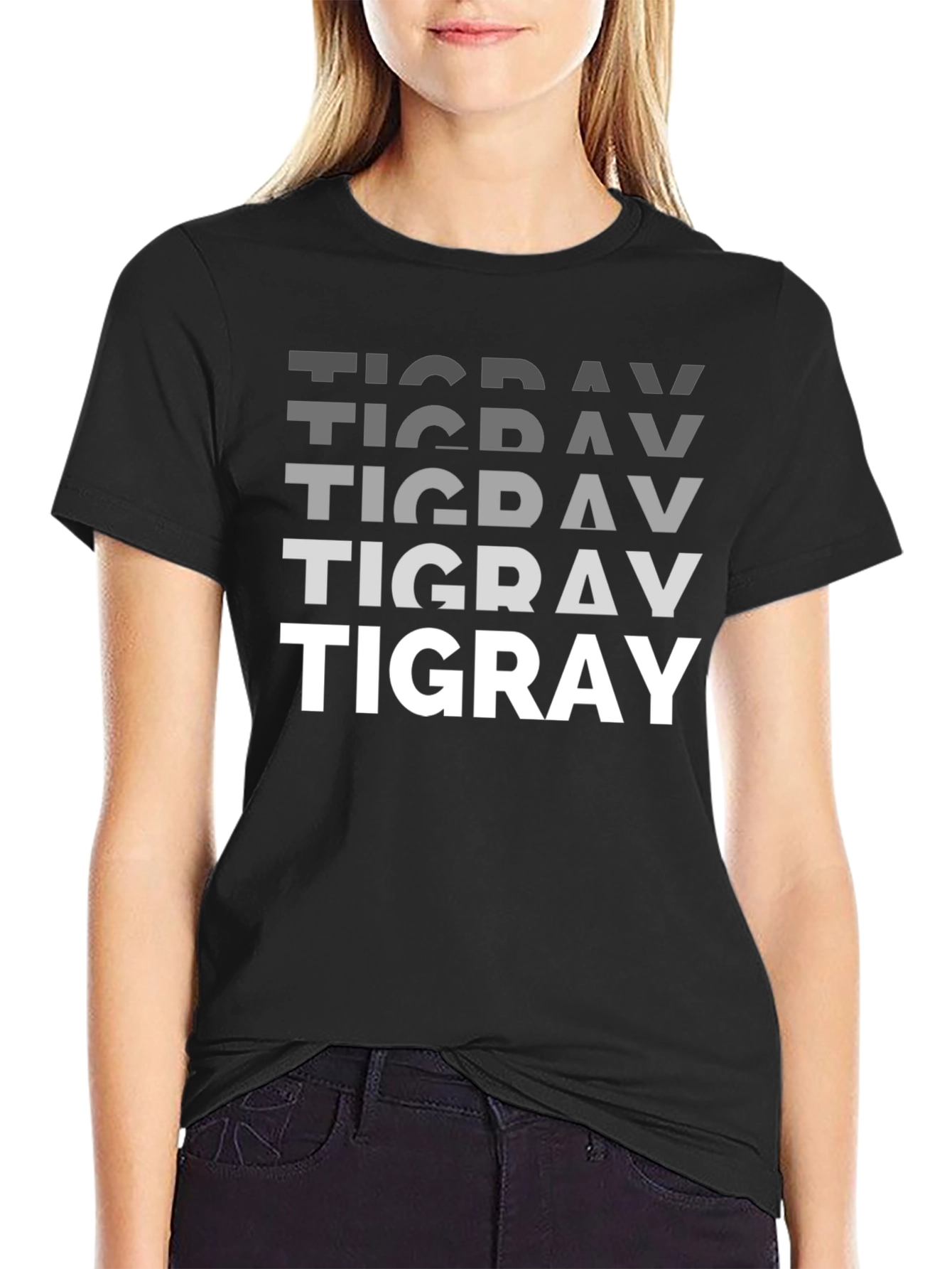 Tigray Text Graphic Tee - Black Unisex T-Shirt