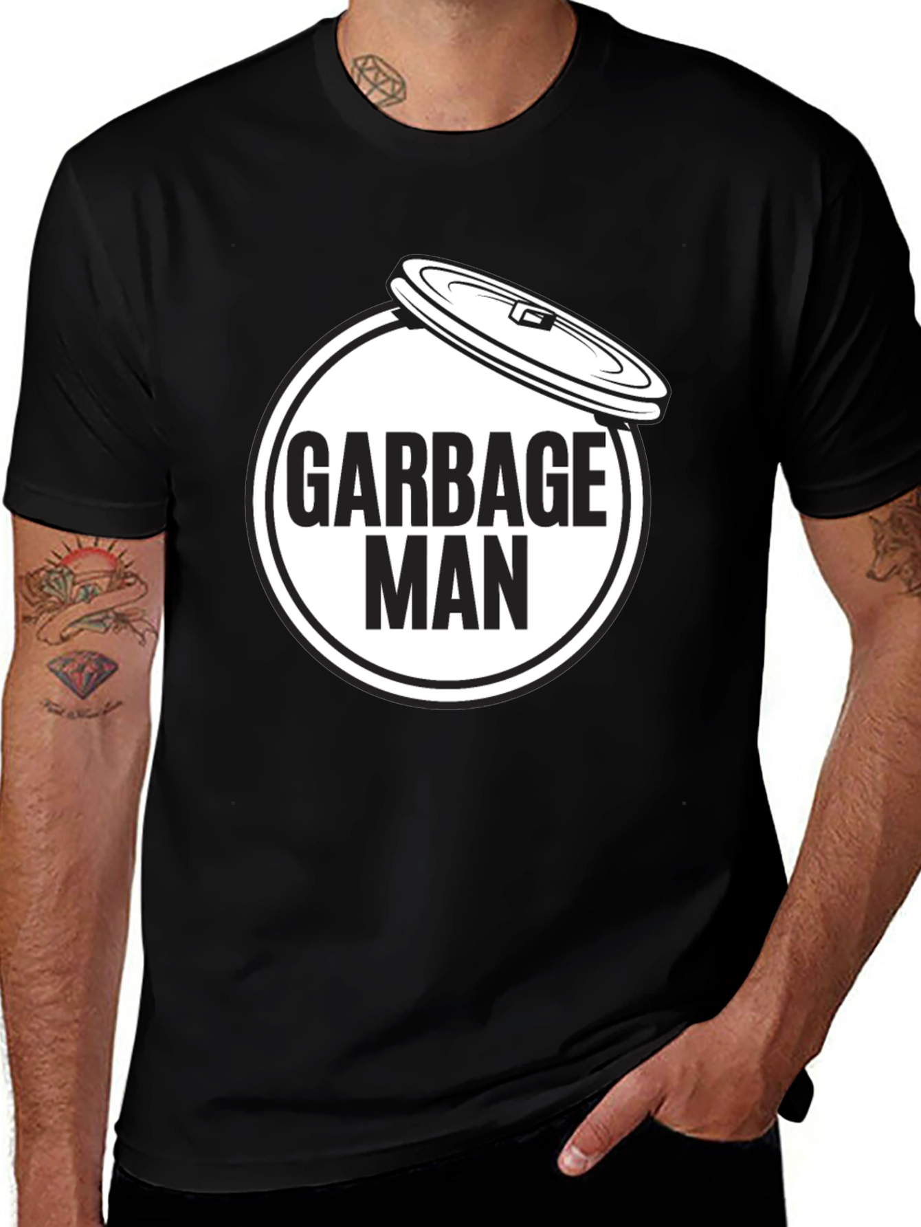 Garbage Man Graphic T-Shirt - Black Crew Neck Tee
