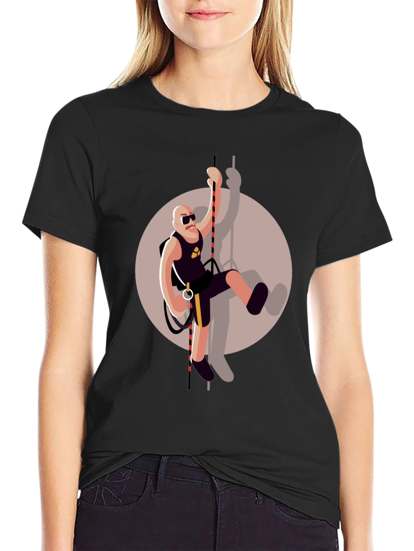 Climbing Man Graphic Tee - Black