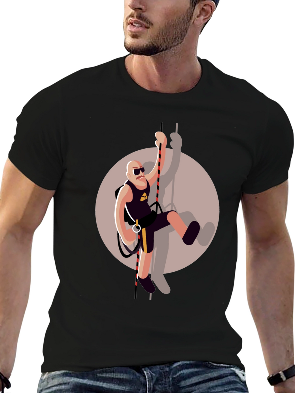 Climbing Man Graphic Tee - Black