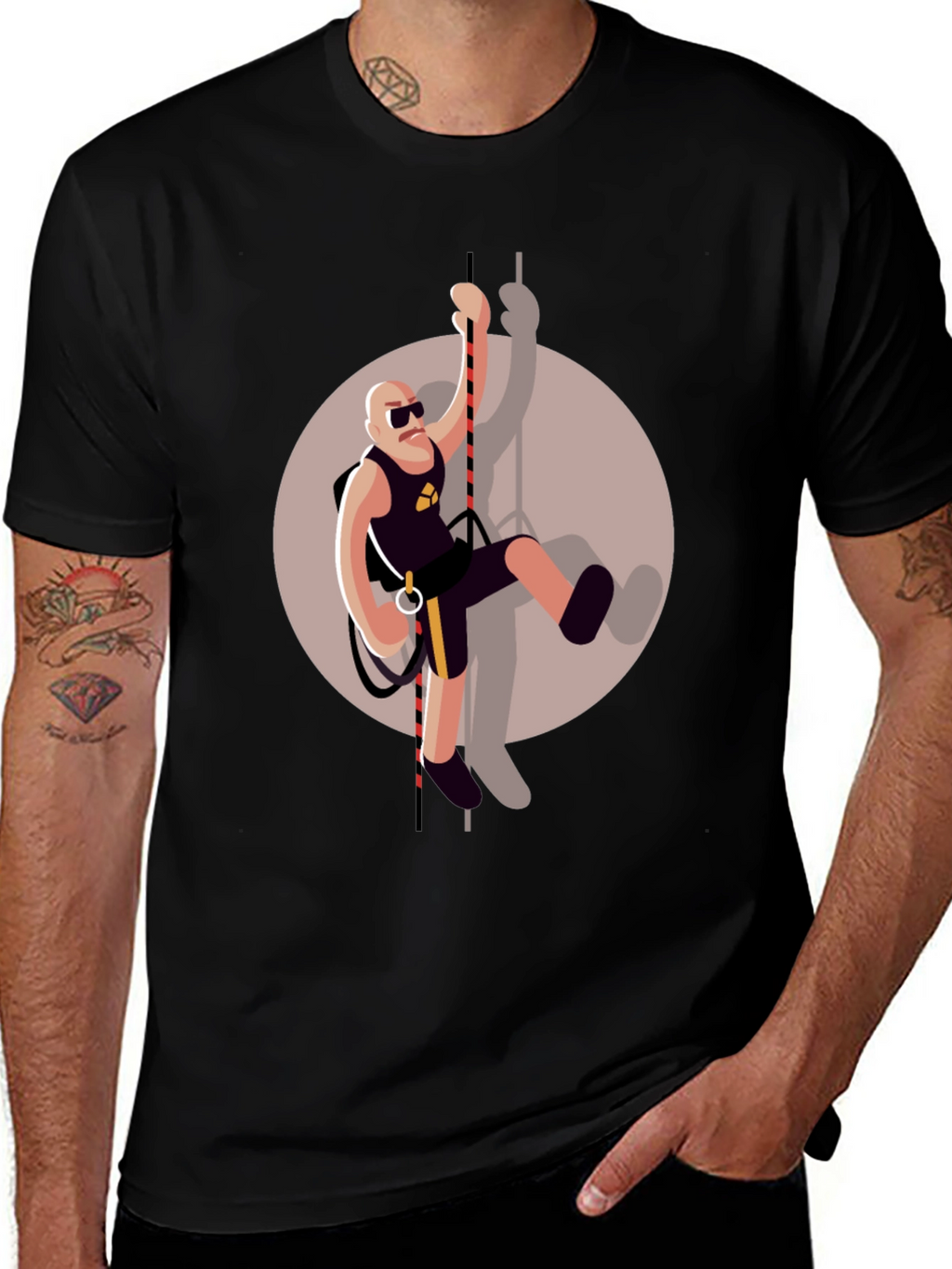 Climbing Man Graphic Tee - Black
