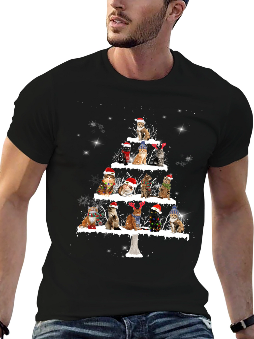 Christmas Cat Tree Graphic Tee